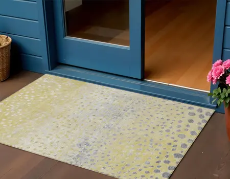 3' X 5' Gold And Wheat Abstract Washable Indoor Outdoor Area Rug