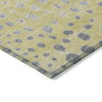 5' X 8' Gold And Wheat Abstract Washable Indoor Outdoor Area Rug