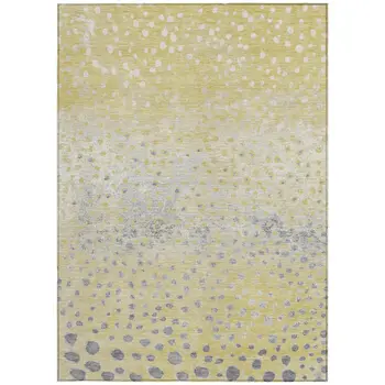 5' X 8' Gold And Wheat Abstract Washable Indoor Outdoor Area Rug