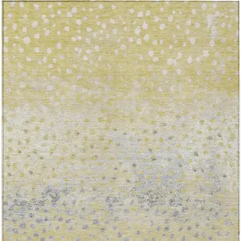 9' X 12' Gold And Wheat Abstract Washable Indoor Outdoor Area Rug
