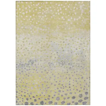 9' X 12' Gold And Wheat Abstract Washable Indoor Outdoor Area Rug