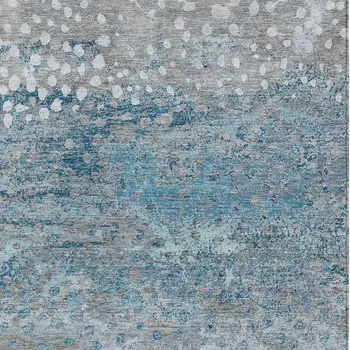 3' X 5' Gray And Silver Abstract Washable Indoor Outdoor Area Rug