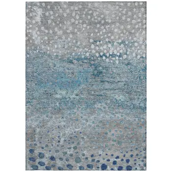 5' X 8' Gray And Silver Abstract Washable Indoor Outdoor Area Rug