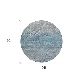 8' Gray And Silver Round Abstract Washable Indoor Outdoor Area Rug