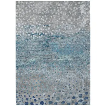 9' X 12' Gray And Silver Abstract Washable Indoor Outdoor Area Rug