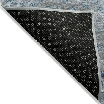 9' X 12' Gray And Silver Abstract Washable Indoor Outdoor Area Rug