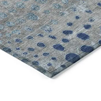 9' X 12' Gray And Silver Abstract Washable Indoor Outdoor Area Rug