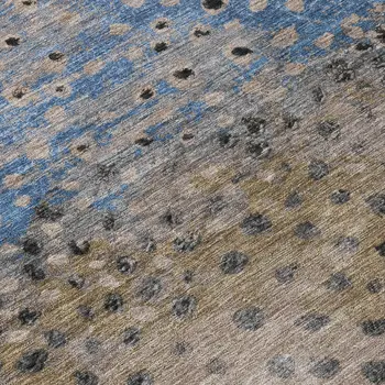8' Khaki And Taupe Round Abstract Washable Indoor Outdoor Area Rug