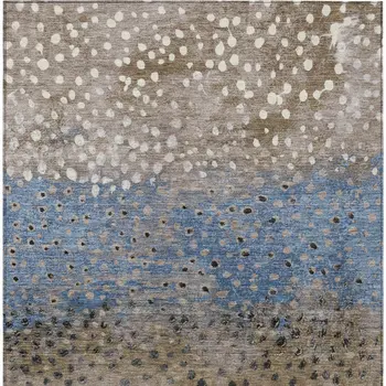 10' X 14' Khaki And Taupe Abstract Washable Indoor Outdoor Area Rug