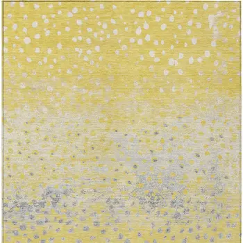 3' X 5' Yellow And Gold Abstract Washable Indoor Outdoor Area Rug