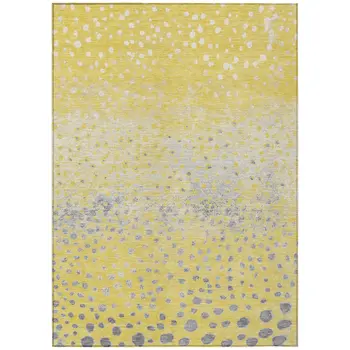 3' X 5' Yellow And Gold Abstract Washable Indoor Outdoor Area Rug