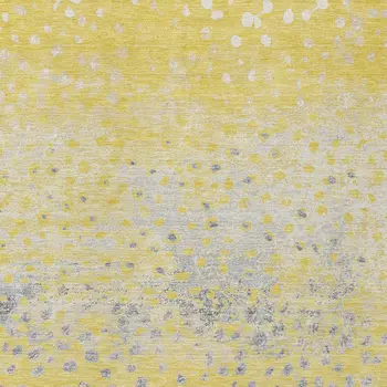 3' X 5' Yellow And Gold Abstract Washable Indoor Outdoor Area Rug