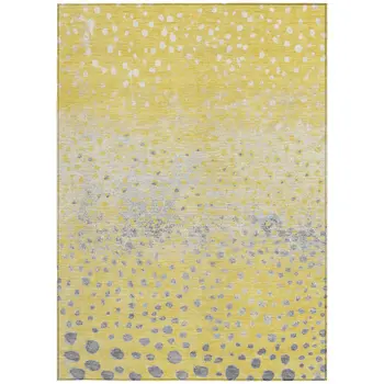 5' X 8' Yellow And Gold Abstract Washable Indoor Outdoor Area Rug