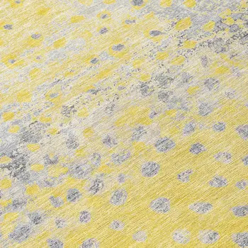 5' X 8' Yellow And Gold Abstract Washable Indoor Outdoor Area Rug