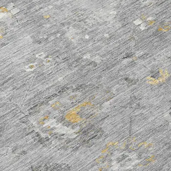 3' X 5' Gray And Silver Floral Washable Indoor Outdoor Area Rug