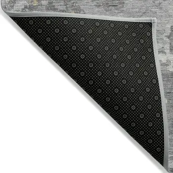 8' X 10' Gray And Silver Floral Washable Indoor Outdoor Area Rug