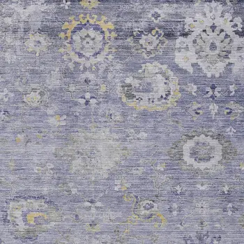 3' X 5' Lavender And Purple Floral Washable Indoor Outdoor Area Rug