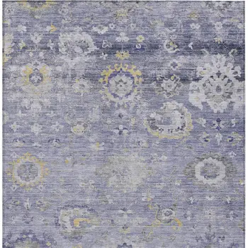 5' X 8' Lavender And Purple Floral Washable Indoor Outdoor Area Rug