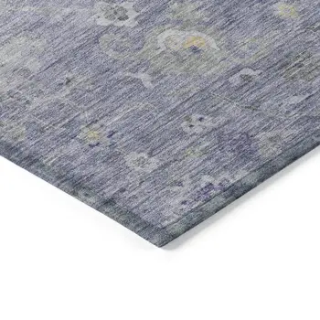 8' Lavender And Purple Round Floral Washable Indoor Outdoor Area Rug