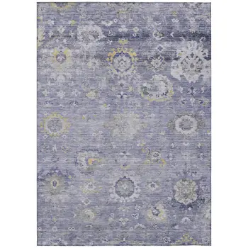 10' X 14' Lavender And Purple Floral Washable Indoor Outdoor Area Rug