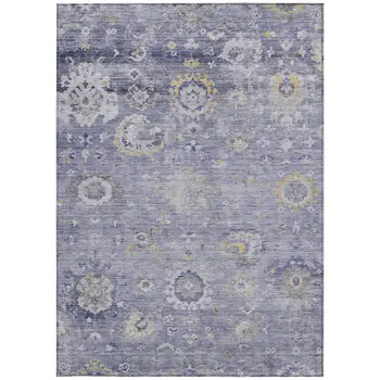 10' X 14' Lavender And Purple Floral Washable Indoor Outdoor Area Rug