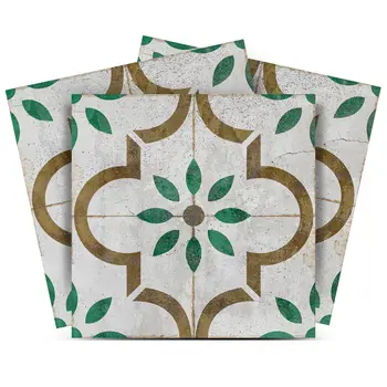 5" x 5" Brown Vinyl Arabesque Peel And Stick Removable Tiles