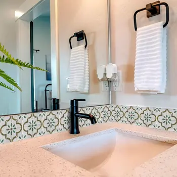 5" x 5" Brown Vinyl Arabesque Peel And Stick Removable Tiles