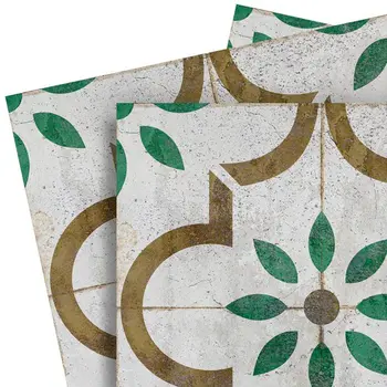 7" x 7" Brown Vinyl Arabesque Peel And Stick Removable Tiles