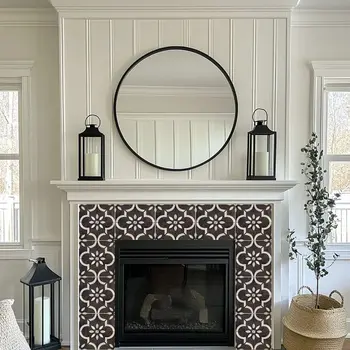 6" x 6" Black Vinyl Arabesque Peel And Stick Removable Tiles