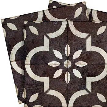7" x 7" Black Vinyl Arabesque Peel And Stick Removable Tiles