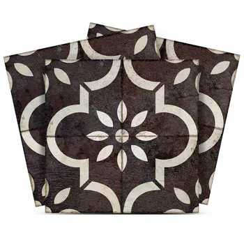 7" x 7" Black Vinyl Arabesque Peel And Stick Removable Tiles