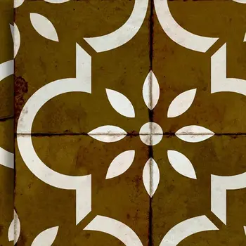 5" x 5" Brown Vinyl Arabesque Peel And Stick Removable Tiles