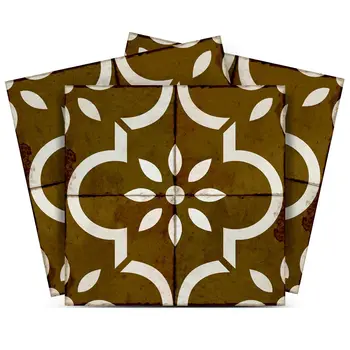 5" x 5" Brown Vinyl Arabesque Peel And Stick Removable Tiles