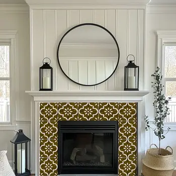 6" x 6" Brown Vinyl Arabesque Peel And Stick Removable Tiles