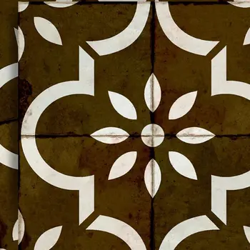 7" x 7" Brown Vinyl Arabesque Peel And Stick Removable Tiles