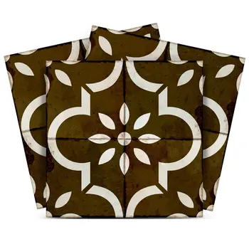 8" x 8" Brown Vinyl Arabesque Peel And Stick Removable Tiles