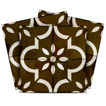 8" x 8" Brown Vinyl Arabesque Peel And Stick Removable Tiles