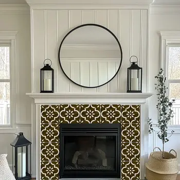 8" x 8" Brown Vinyl Arabesque Peel And Stick Removable Tiles