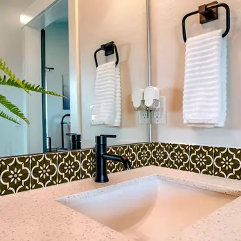 8" x 8" Brown Vinyl Arabesque Peel And Stick Removable Tiles