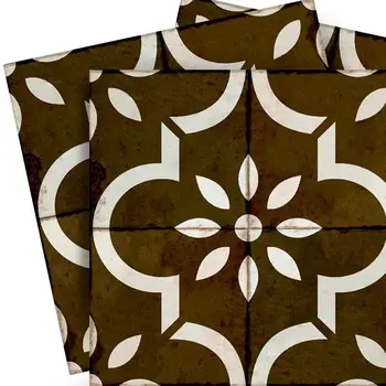 12" x 12" Brown Vinyl Arabesque Peel And Stick Removable Tiles