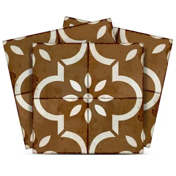 4" x 4" Brown Vinyl Arabesque Peel And Stick Removable Tiles