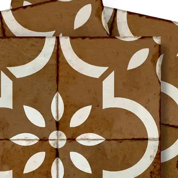 5" x 5" Brown Vinyl Arabesque Peel And Stick Removable Tiles