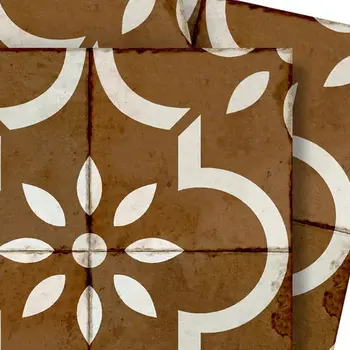 6" x 6" Brown Vinyl Arabesque Peel And Stick Removable Tiles
