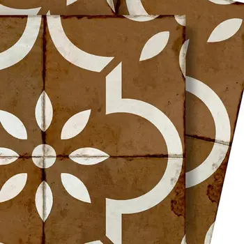 7" x 7" Brown Vinyl Arabesque Peel And Stick Removable Tiles
