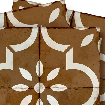8" x 8" Brown Vinyl Arabesque Peel And Stick Removable Tiles