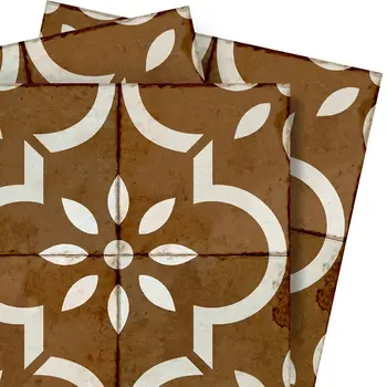 8" x 8" Brown Vinyl Arabesque Peel And Stick Removable Tiles