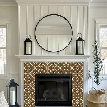 8" x 8" Brown Vinyl Arabesque Peel And Stick Removable Tiles