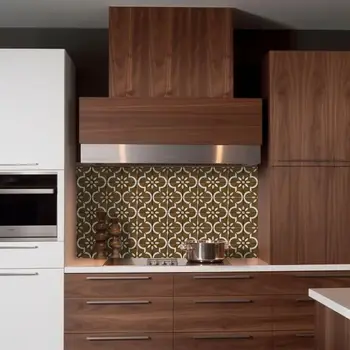 8" x 8" Brown Vinyl Arabesque Peel And Stick Removable Tiles