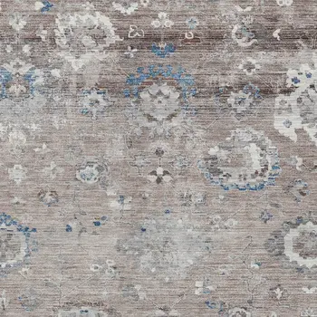 5' X 8' Taupe And Brown Floral Washable Indoor Outdoor Area Rug