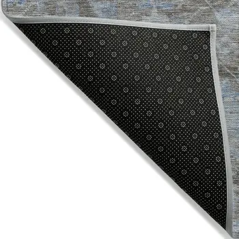 10' X 14' Gray And Silver Floral Washable Indoor Outdoor Area Rug